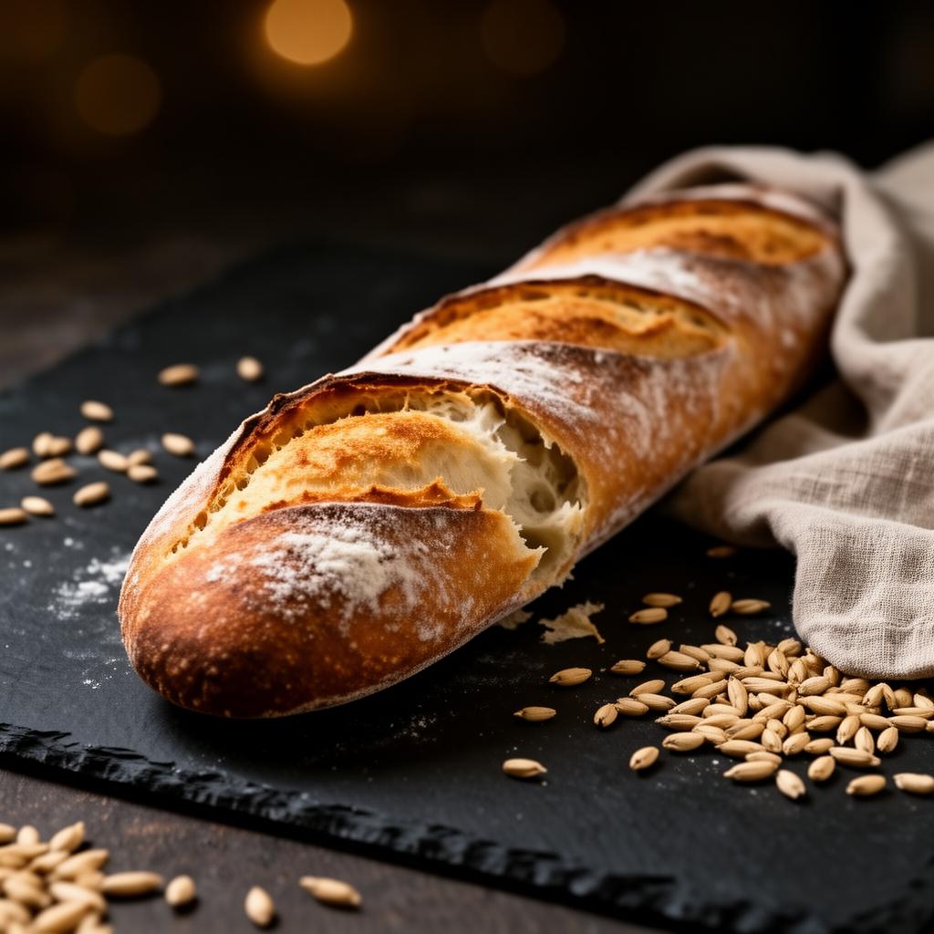 Freshly baked 30 cm baguette